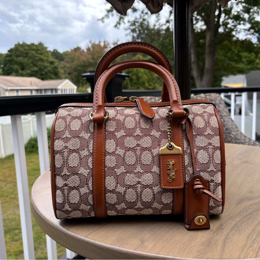 Coach Signature Satchel in Brown and Cream